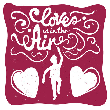 Love is in the air. Lettering quote. Perfect for valentine's day, greeting card, invitations, t-shirt prints or home decorationのイラスト素材