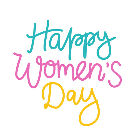 Vector illustration with colored calligraphy holiday greeting text - Happy Women's Dayのイラスト素材