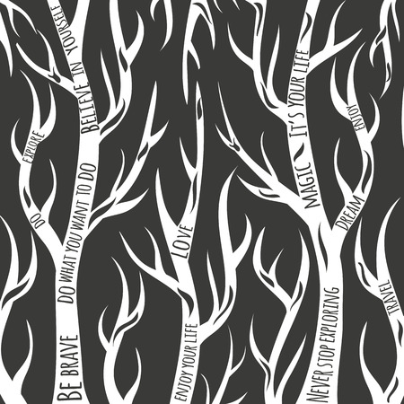 Vector illustration. Forest with motovational and inspirational with quotesのイラスト素材