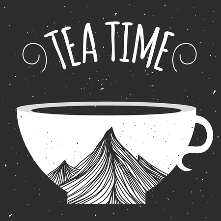 Trendy typographic poster for tea lovers, cafes, restaurants.のイラスト素材