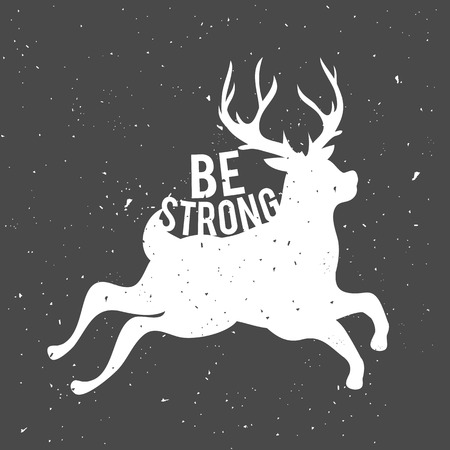 Be strong. Deer and grunge backgroundのイラスト素材