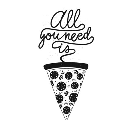 Funny black white typography poster with food, t shirt print designのイラスト素材