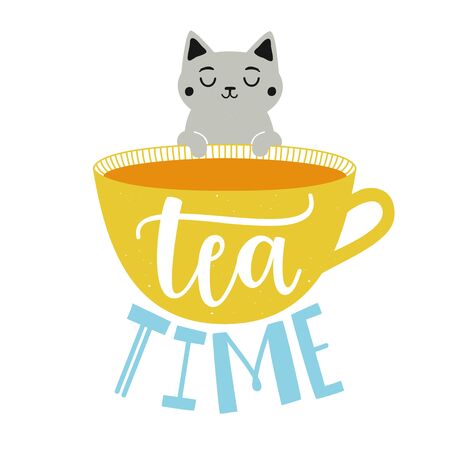 Home decoration typography poster, cafe menu design element, greeting card print with domestic animalのイラスト素材