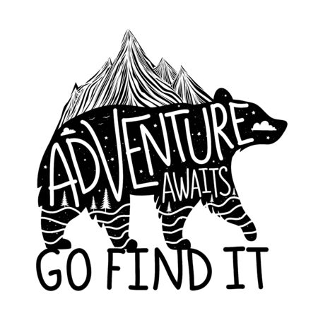 Inspirational typography poster with animal, apparel print design with quoteのイラスト素材