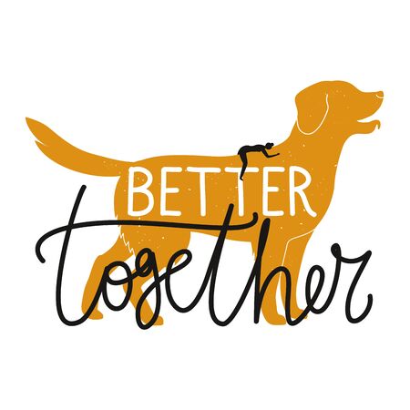 Cute typography poster with domestic animal and calligraphy textのイラスト素材