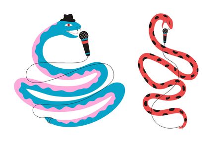 Funny print collection with animalsのイラスト素材