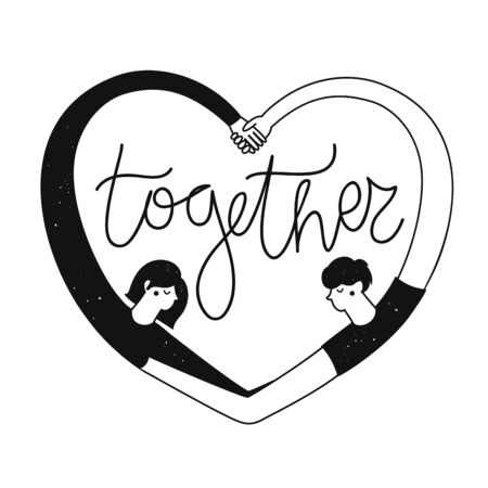 Romantic inspirational typography poster with people, greeting card templateのイラスト素材