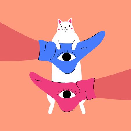 Funny print design with domestic animalのイラスト素材