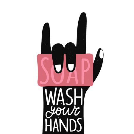 Isolated on white background grunge typography poster about hygiene and virus protectionのイラスト素材