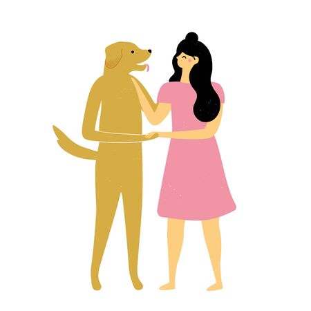 Funny colored print design, home decoration poster with domestic animalのイラスト素材