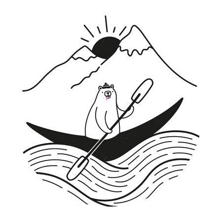 Funny extreme sport black and white print design with animalのイラスト素材