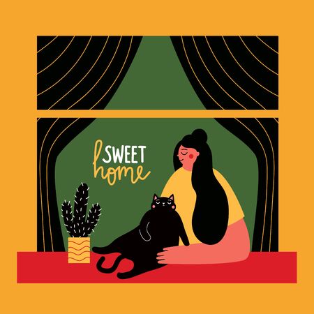 Colored typography poster with animal, cute greeting card designのイラスト素材