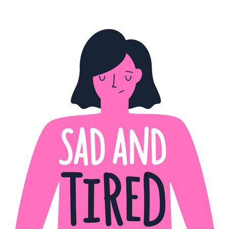 Colored typography poster about emotional and physical condition of women, social problems, loneliness, health careのイラスト素材