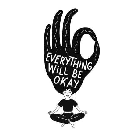 Motivational black white typography poster with phrase, apparel print designのイラスト素材