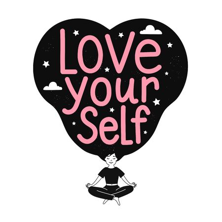 Inspiring typography poster with handwritten quote, clouds and starsのイラスト素材