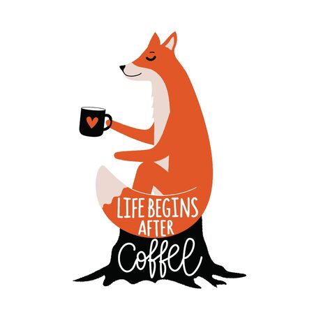 Funny typography poster with forest animal and phrase.のイラスト素材