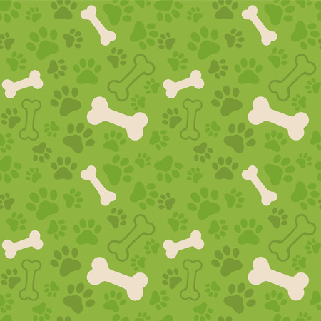 Seamless background - dog paw print and boneのイラスト素材