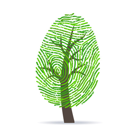 Fingerprint green treeのイラスト素材