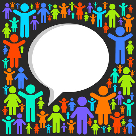 Speech cloud on the background of people iconsのイラスト素材