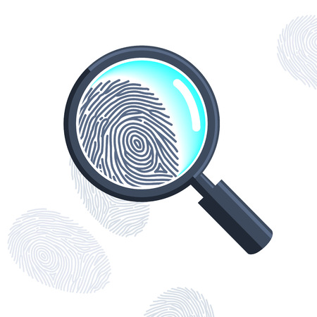 Magnifying glass with fingerprint isolated on the whiteのイラスト素材