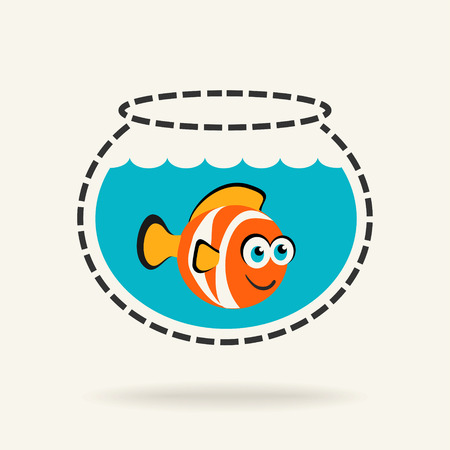 Cartoon Tropical Fish in a Fishbowlのイラスト素材