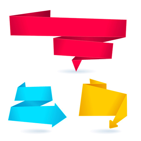 Origami labels, origami banners. Setのイラスト素材