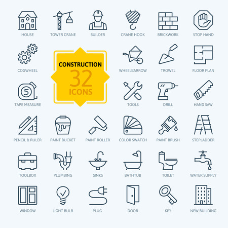 Outline web icons set - construction, home repair tools Outline web icons set - construction, home repair tools