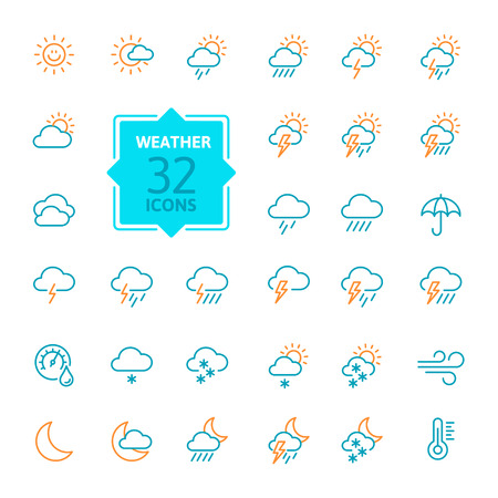 Weather forecast - outline web icon set.のイラスト素材