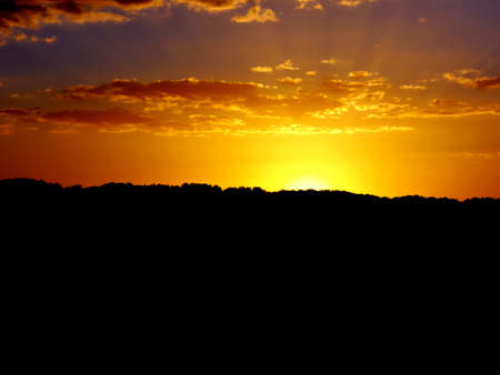 Summer sunset at an open spaceの写真素材