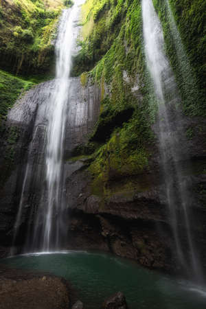 Madakaripura waterfall in Indonesiaの写真素材