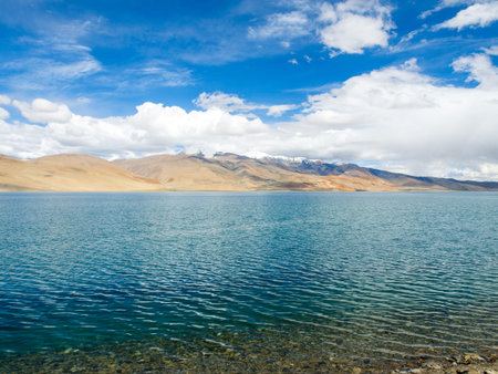 Pangong Lake with Mountain and Blue Sky
