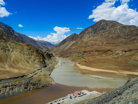 Confluence of Zanskar and Indus Rivers