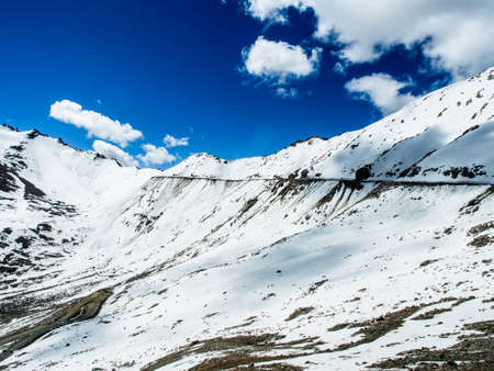 Nature Landscape with mountain background along the highway in Leh Ladakh, Indiaの写真素材