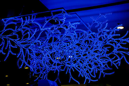 Bangkok, Thailand : December 3, 2017  Christmas Decoration with Christmas Tree, Santa Claus Sculpture, Reindeer and other cartoon characters in front of Central World Shopping Centerのeditorial素材