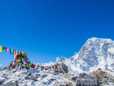 Beautiful Himalaya snow mountain views on route to Everest Base Camp
