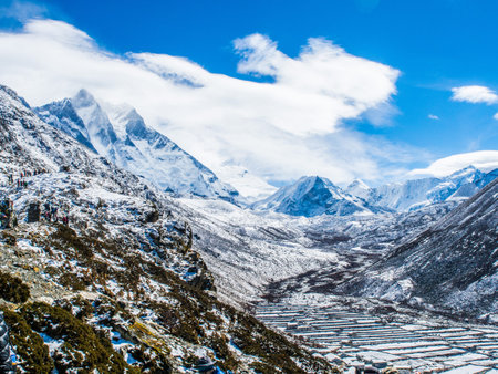 Himalaya mountain views on route to Everest Base Camp