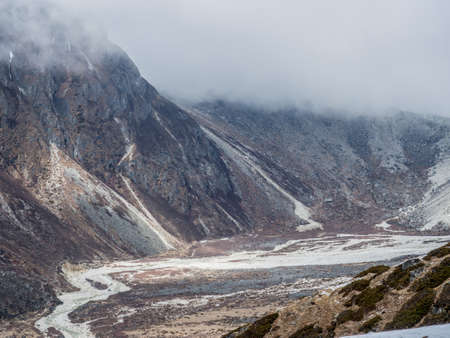 Himalaya mountain views on route to Everest Base Campの写真素材