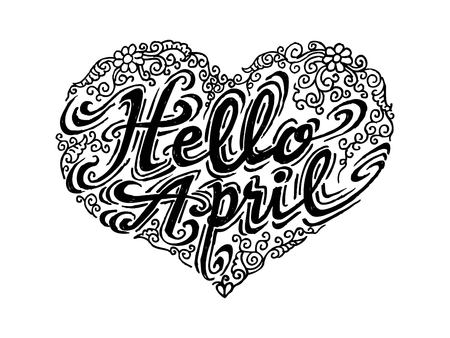 Hello April vector illustrationのイラスト素材