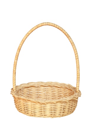 Bamboo weave basket isolated on white background の写真素材