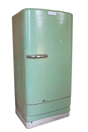 Vintage refrigerator isolated on white backgroundの写真素材