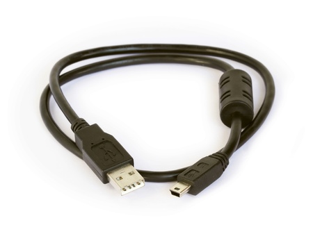 USB cable on white backgroundの写真素材