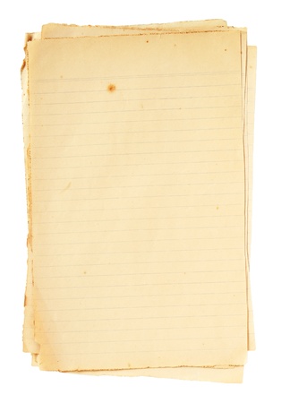 Old paper isolated on white backgroundの写真素材