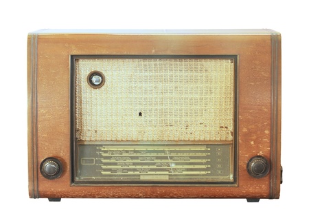 Retro radio isolated on white backgroundの写真素材