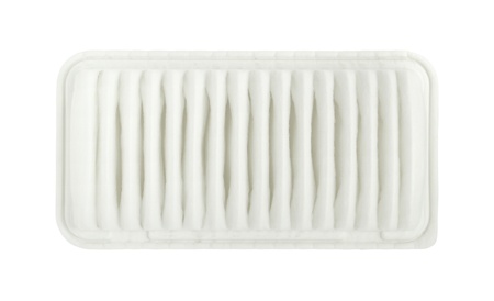 Car air filter isolated on white backgroundの写真素材