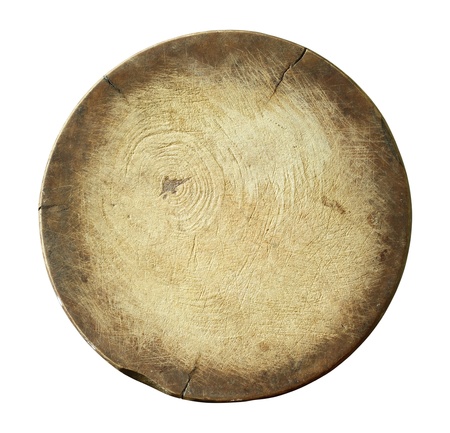 Wooden cutting board isolated on white backgroundの写真素材