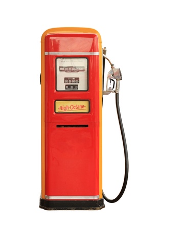 Vintage gasoline pump isolated on white backgroundの写真素材