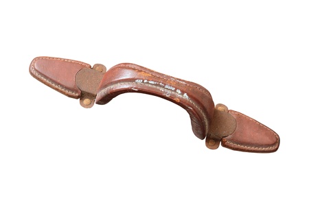 Vintage luggage handle isolated on white backgroundの写真素材