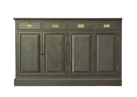 Vintage wooden cabinet isolated on white backgroundの写真素材