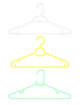 Plastic clothes hanger isolated on white backgroundの写真素材