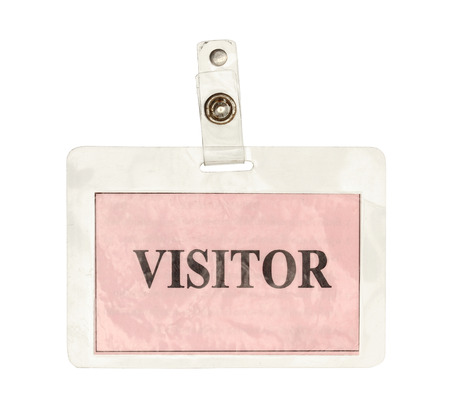 Visitor badge  with clipping path  isolated on white backgroundの写真素材